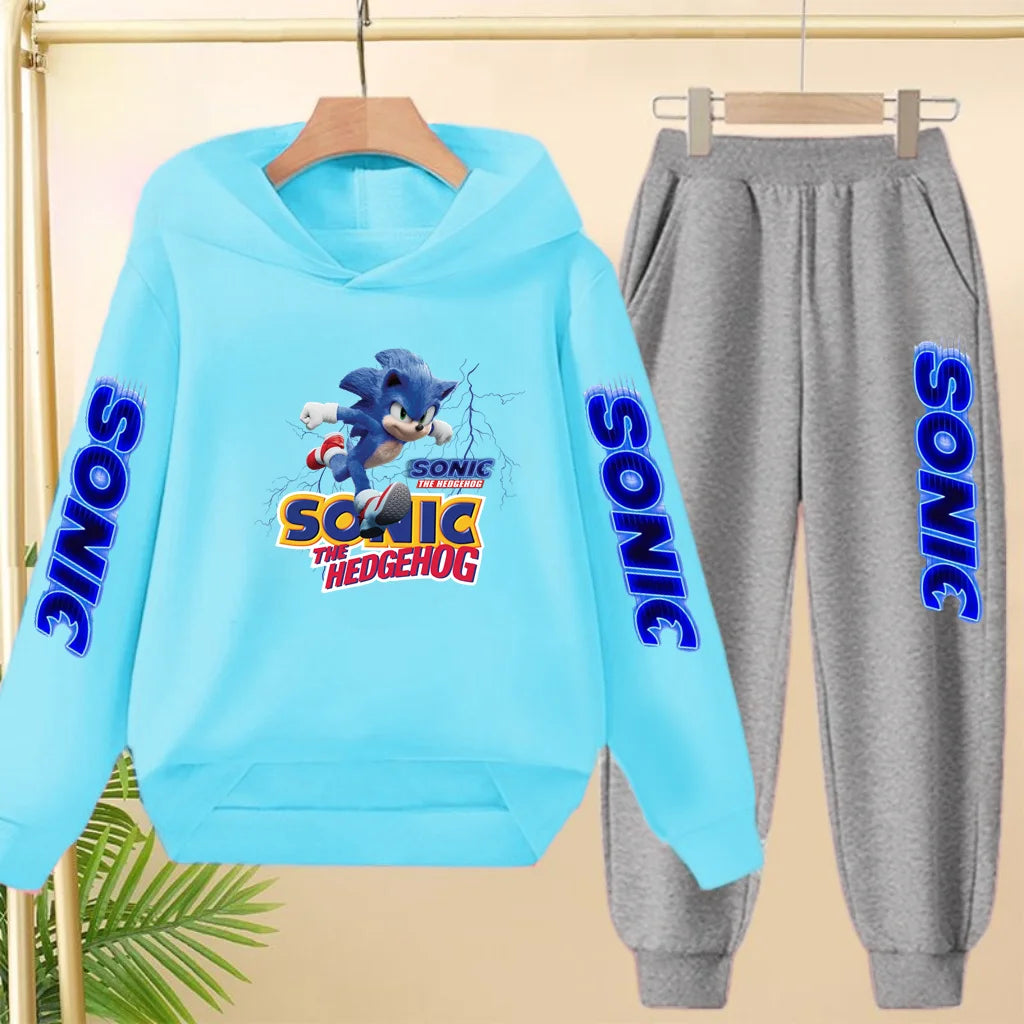 Kids 3-12Yrs Autumn Hoodie Anime Products Clothing Sports Pullover Sweatshirt+Pants Two-Piece Set Boys Girls Toddler Leisure Set