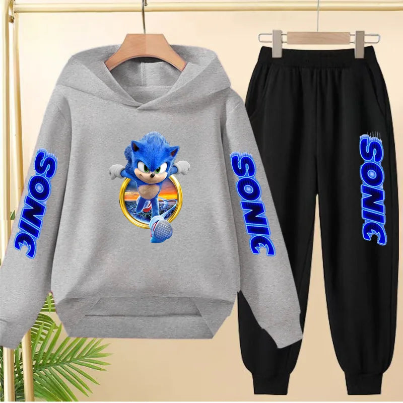 Kids 3-12Yrs Autumn Hoodie Anime Products Clothing Sports Pullover Sweatshirt+Pants Two-Piece Set Boys Girls Toddler Leisure Set