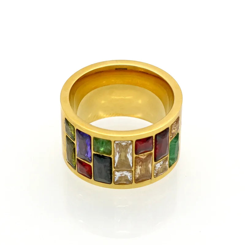Multicolor Crystal For Women Anel 316L Stainless Steel Wedding Rings Female Rainbow Color Stone Anillo Fashion Jewelry