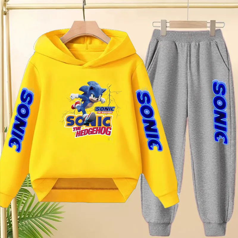 Kids 3-12Yrs Autumn Hoodie Anime Products Clothing Sports Pullover Sweatshirt+Pants Two-Piece Set Boys Girls Toddler Leisure Set