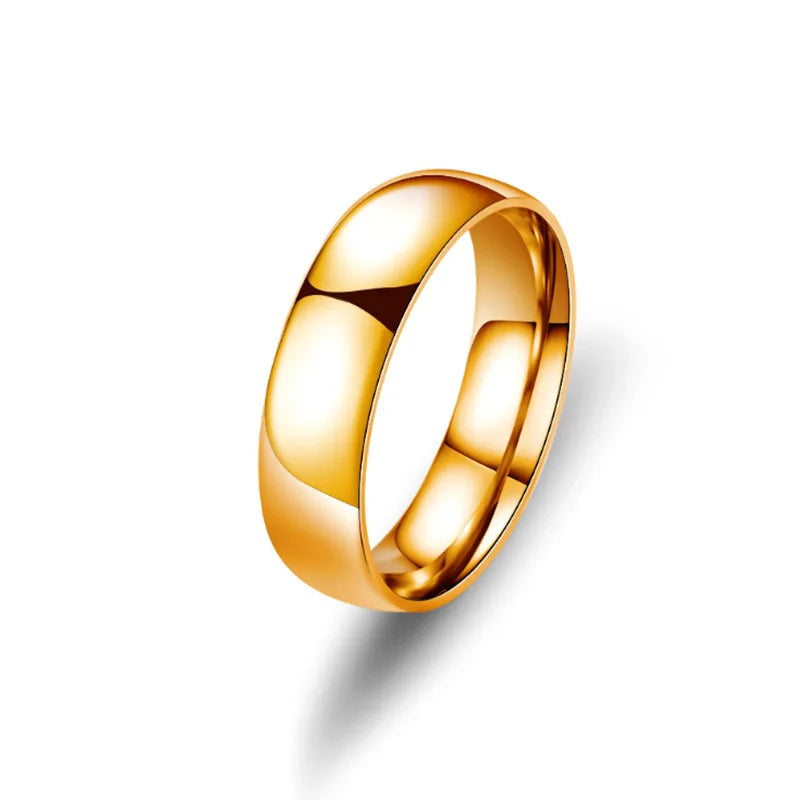 Simple 6mm Titanium Ring Women Men Prevent Allergy