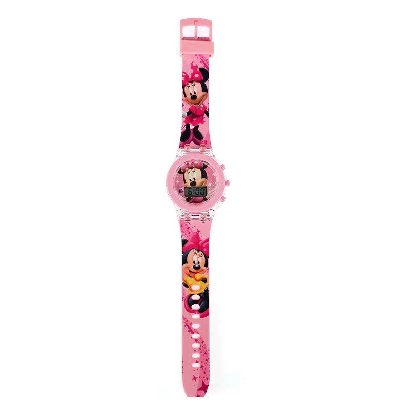 Cartoon unicorn Children Watches for kids Collection Digital Electronic Flash Glow Up Light Colourful mickey mouse Girls Clock