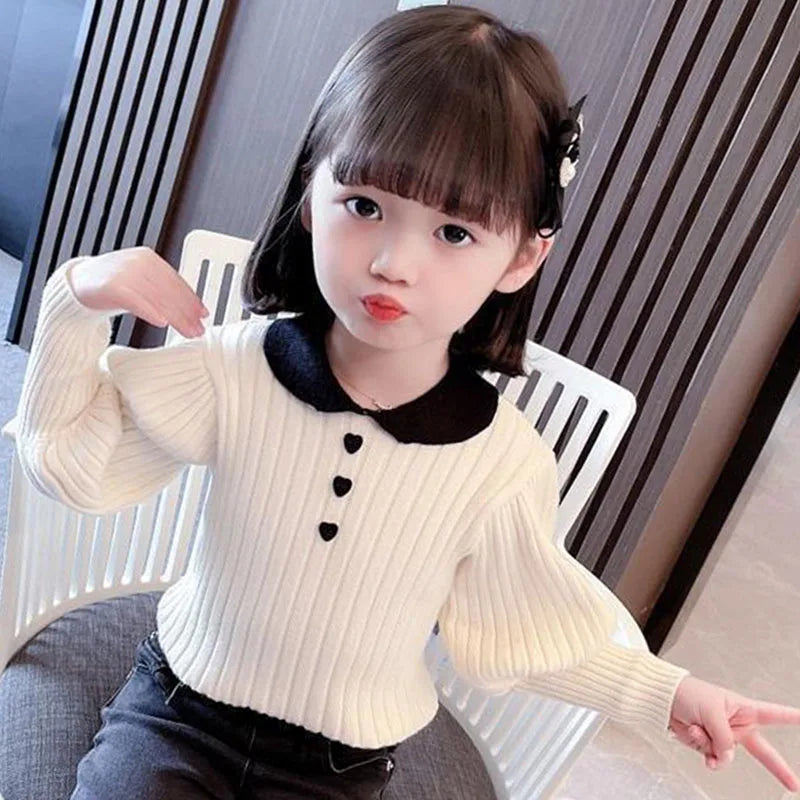 Girls Cardigan Jackets 2025 Fall Winter New Baby Cute Sweet Girls Clothing  Kids Children Top Lace Lapel Jacket For Girls Autumn