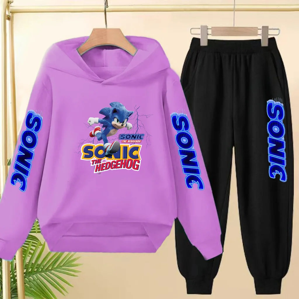 Kids 3-12Yrs Autumn Hoodie Anime Products Clothing Sports Pullover Sweatshirt+Pants Two-Piece Set Boys Girls Toddler Leisure Set