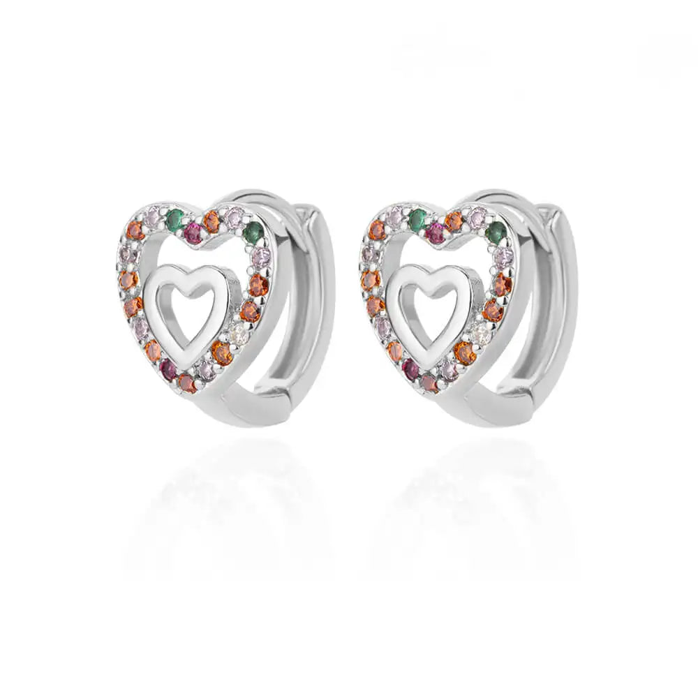 Hollow Zircon Heart Earrings For Women Stainless Steel Gold Color.