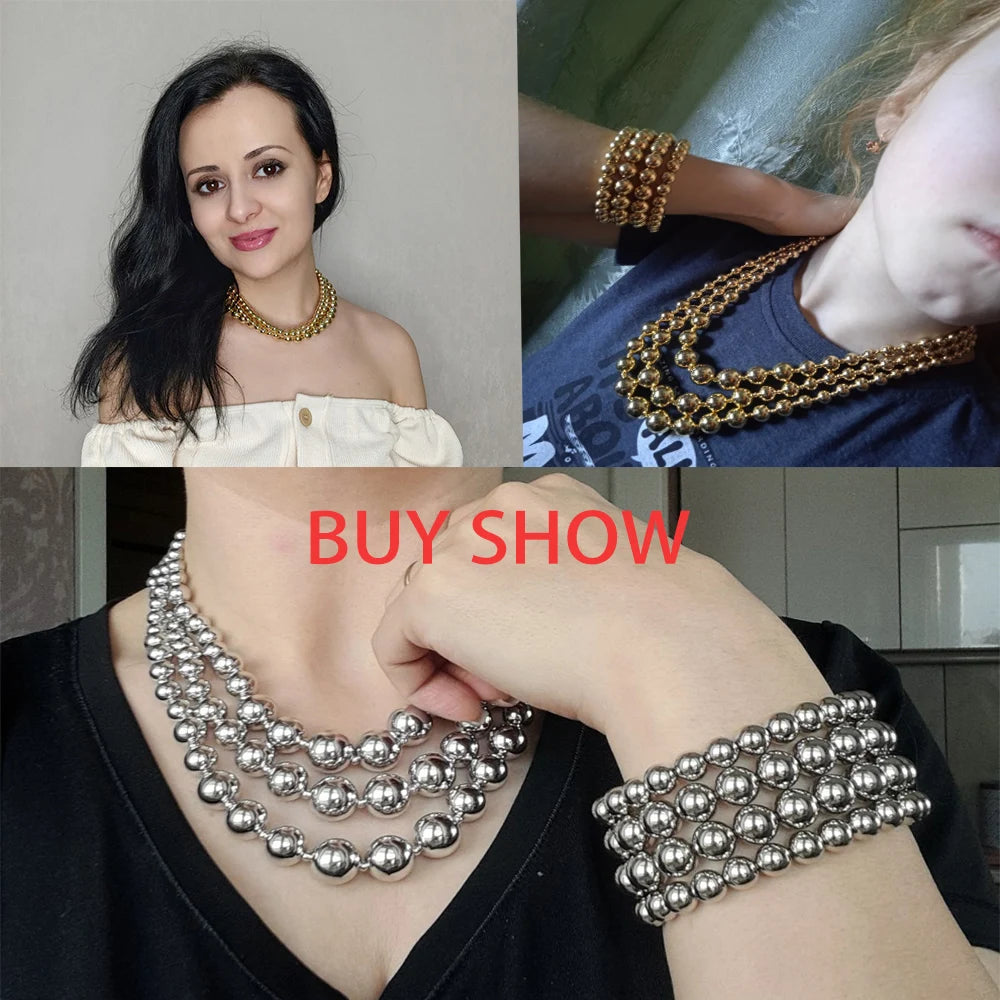 IngeSight.Z Vintage Exaggerated Plastic Big Ball Choker Necklace for Women