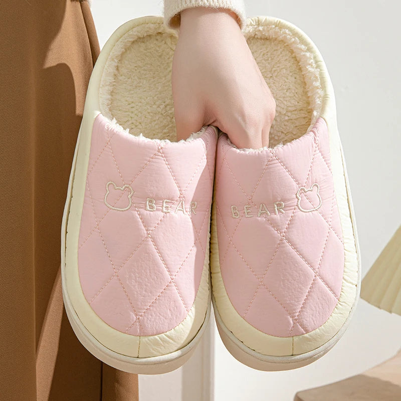 Women's Men's Thick Soft Bottom Home Slippers Household Plush Slippers Anti-slip Thermal Slippers Indoor Winter Couples Shoes