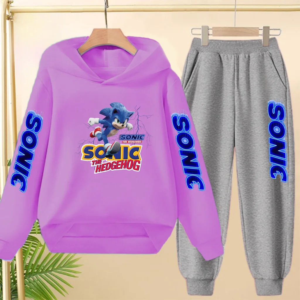Kids 3-12Yrs Autumn Hoodie Anime Products Clothing Sports Pullover Sweatshirt+Pants Two-Piece Set Boys Girls Toddler Leisure Set