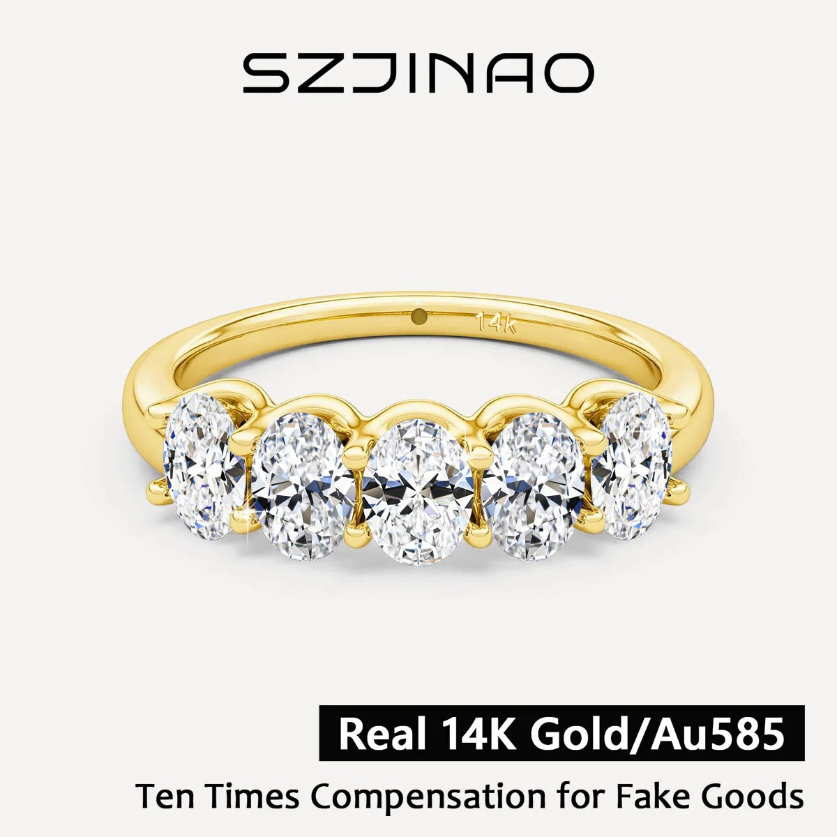 14K Gold Oval Spark Ring