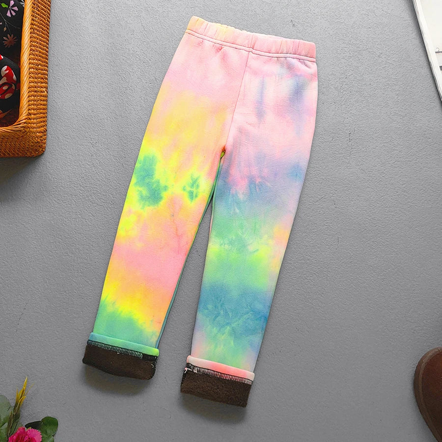 Autumn Winter Print Flowers Thick Warm Kids Toddler Baby Girls Leggings Children's Pants