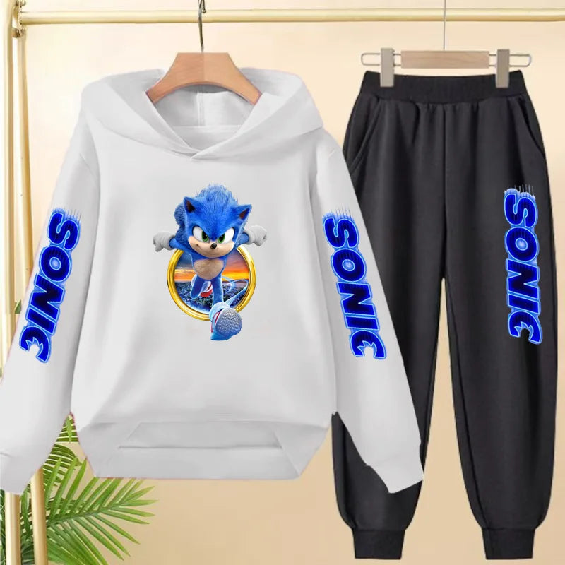 Kids 3-12Yrs Autumn Hoodie Anime Products Clothing Sports Pullover Sweatshirt+Pants Two-Piece Set Boys Girls Toddler Leisure Set