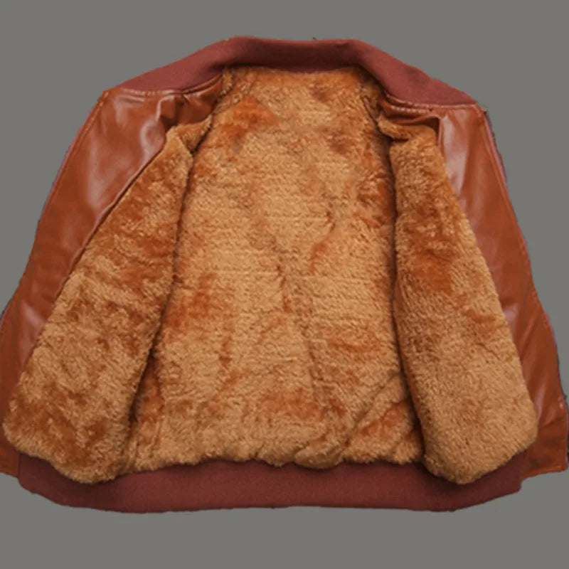 Boys Plus Velvet Thick Leather Jackets Kids Girls Autumn Winter Coat Fashion Clothing Children's Warm PU Leather Outerwear 2-14Y