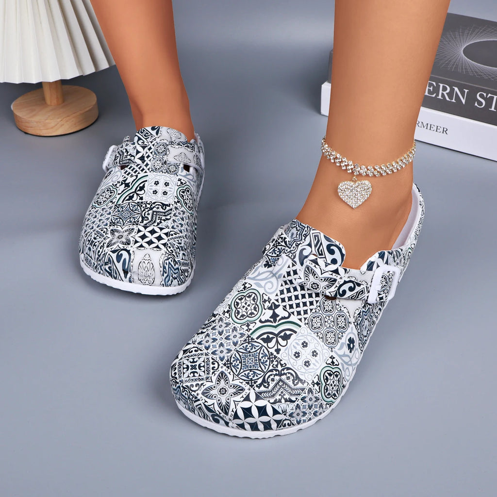 Women's Eva Close-Toe Slippers Adjustable Buckle Comfortable Platform Heels Indoor Shoes Home Wear