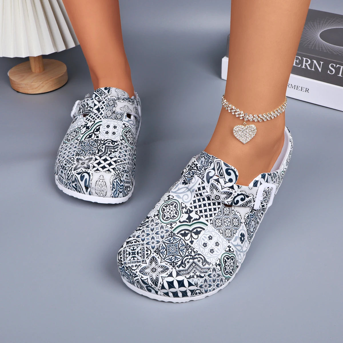 Women's Eva Close-Toe Slippers Adjustable Buckle Comfortable Platform Heels Indoor Shoes Home Wear