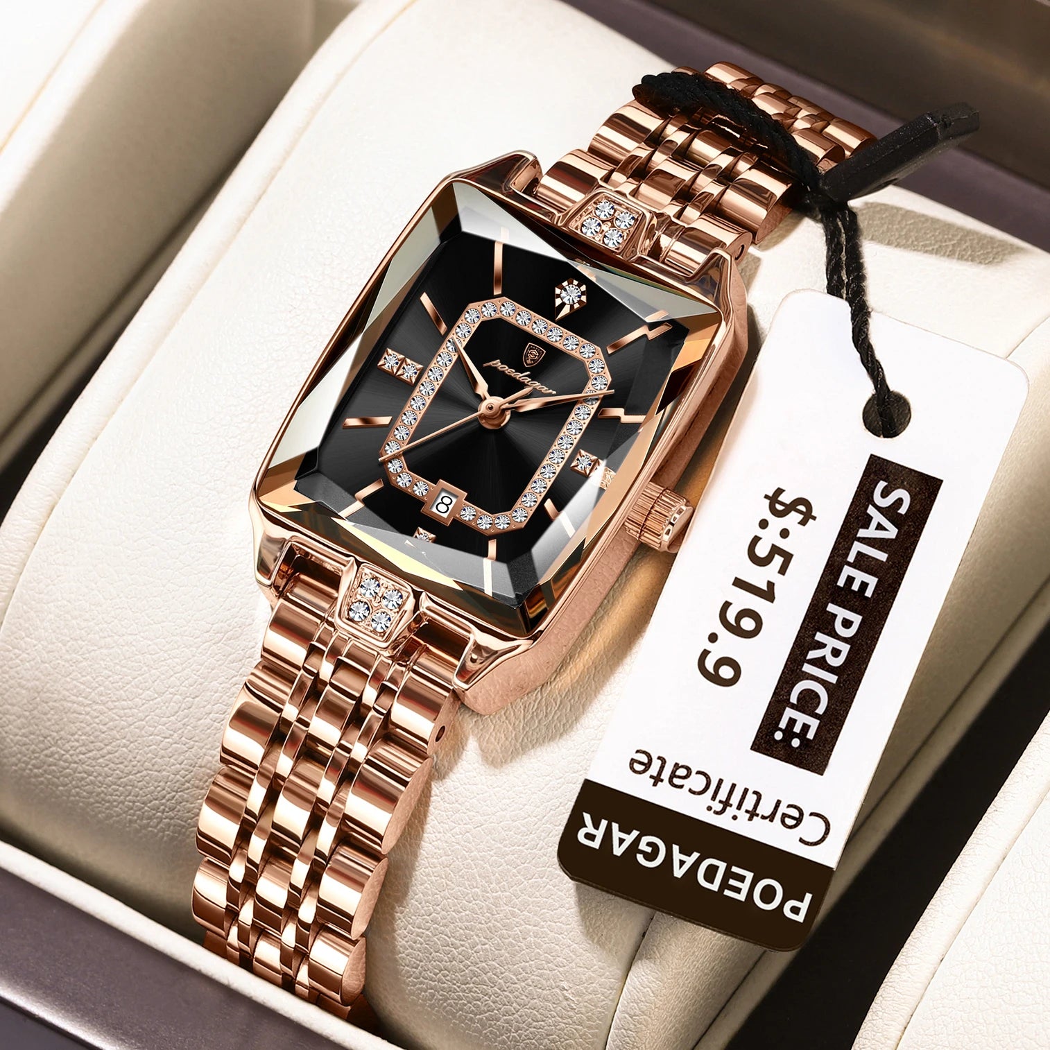 POEDAGAR Luxury Watch For Woman Waterproof Calendar High Quality Ladies Watch Stainless Steel Quartz Women's Watches Elegant+Box