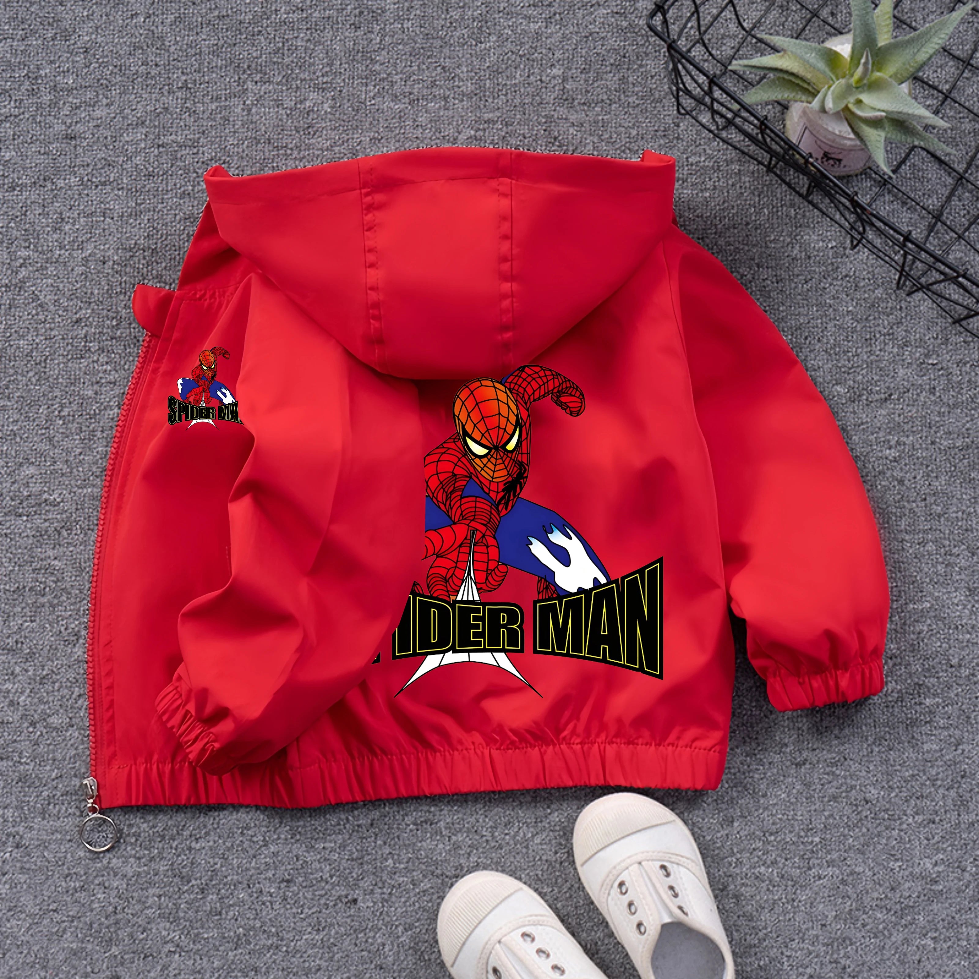 Boys' Casual Cardigans, Children's Jackets, Spider Man Hooded Tops, Windbreakers, Clothing Jackets