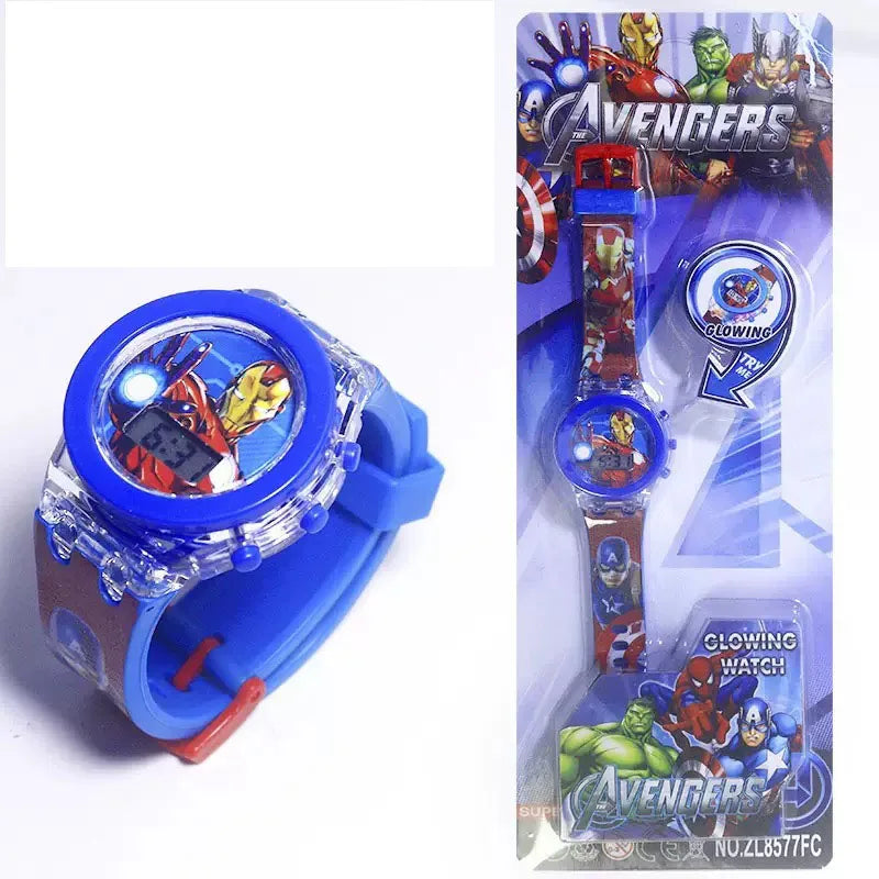 Flash Light Spiderman Kids Watches For Boys Cartoon shark  Children Watch Girls Student Digital Clock Gifts Toy
