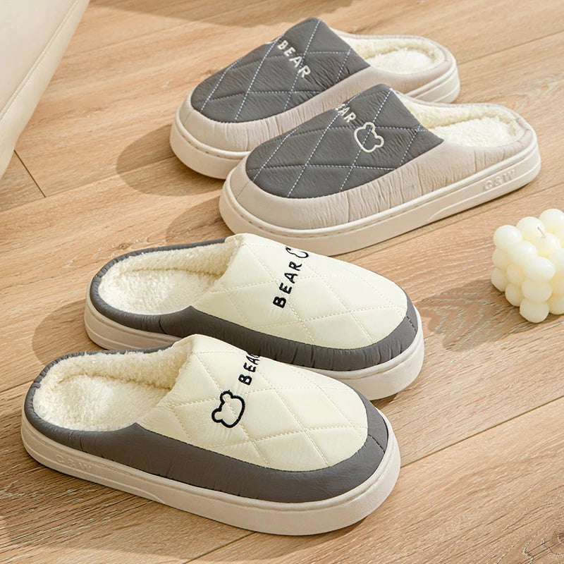 Women's Men's Thick Soft Bottom Home Slippers Household Plush Slippers Anti-slip Thermal Slippers Indoor Winter Couples Shoes
