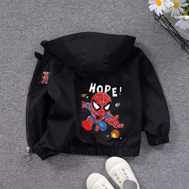 Boys' Casual Cardigans, Children's Jackets, Spider Man Hooded Tops, Windbreakers, Clothing Jackets