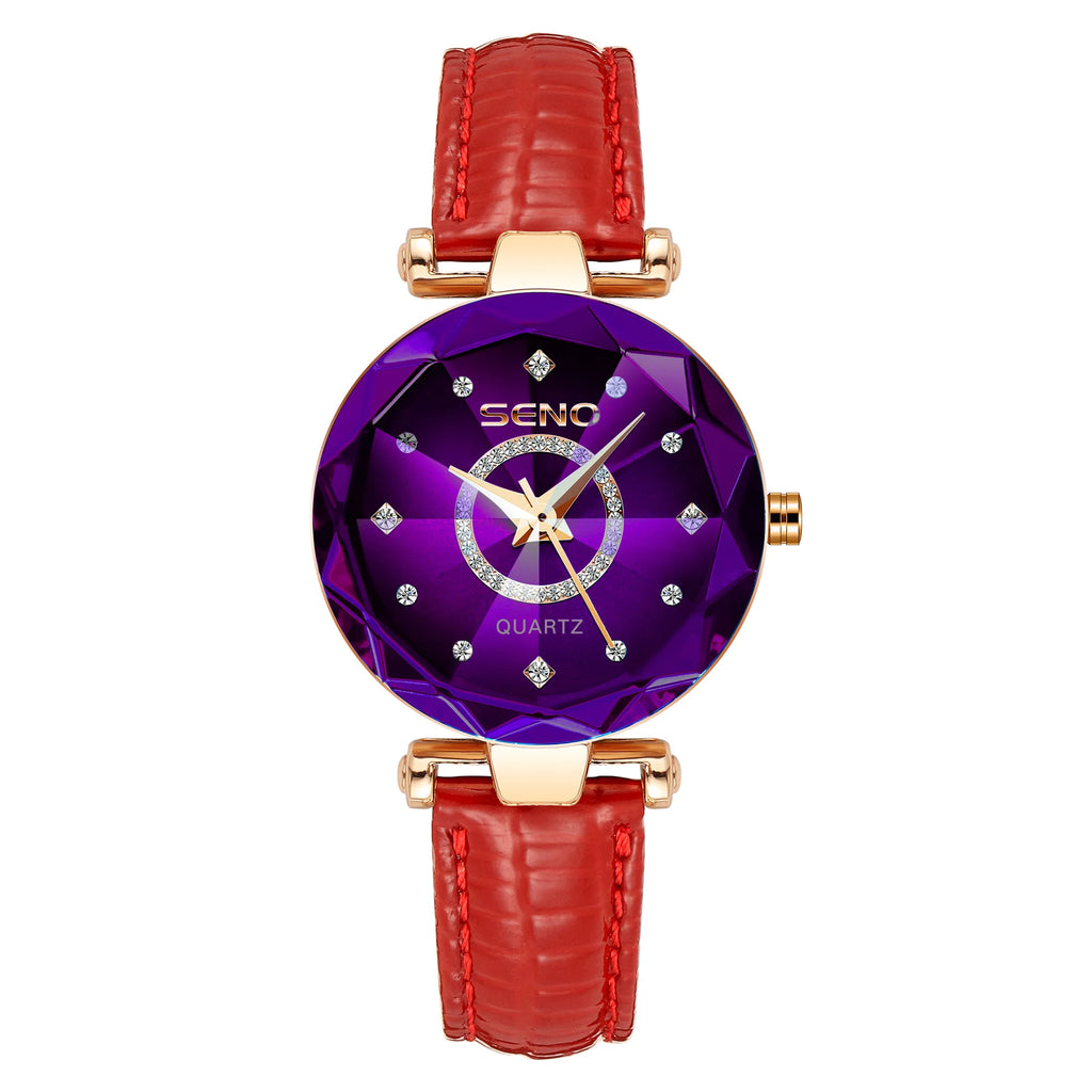 SENO Ocean Star Women Crystal Watch 2025 Top Brand Luxury Rose Gold Women Bracelet Watch For Ladies Wrist Watch Relogio Feminino