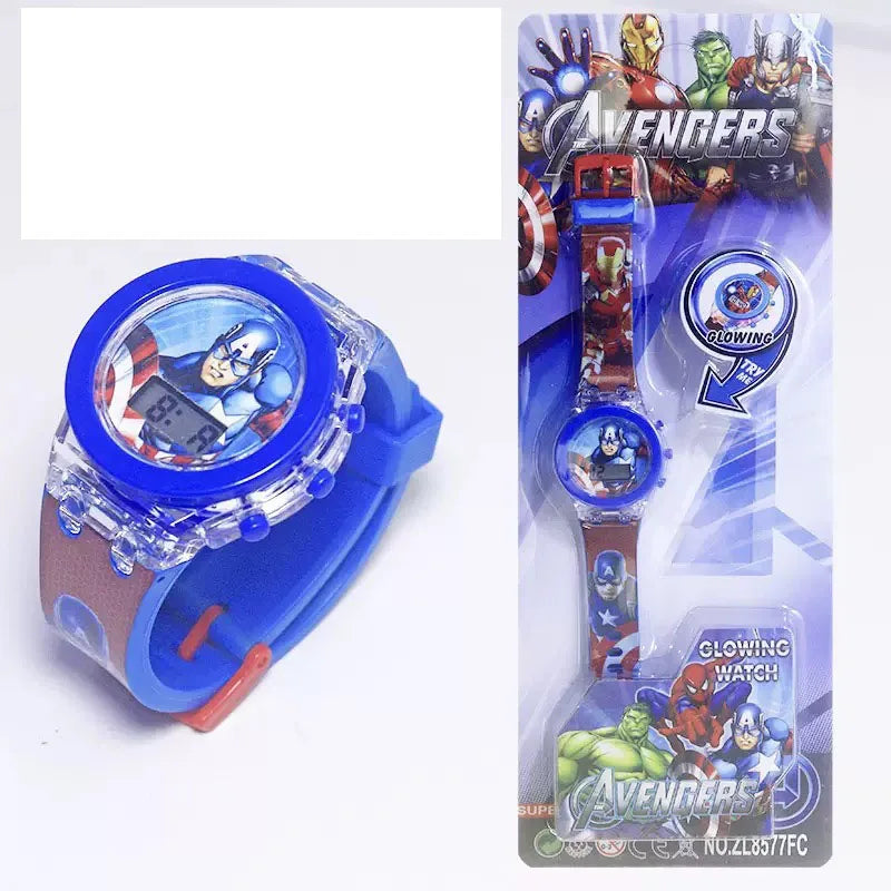 Flash Light Spiderman Kids Watches For Boys Cartoon shark  Children Watch Girls Student Digital Clock Gifts Toy