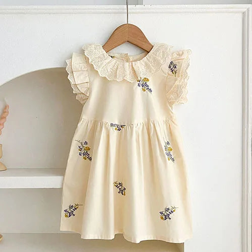 2025 New Summer Sister Clothing 1-6Yrs Kids Princess Dresses Short Sleeved Cotton Print Baby Girl Birthday Party Wedding Dress