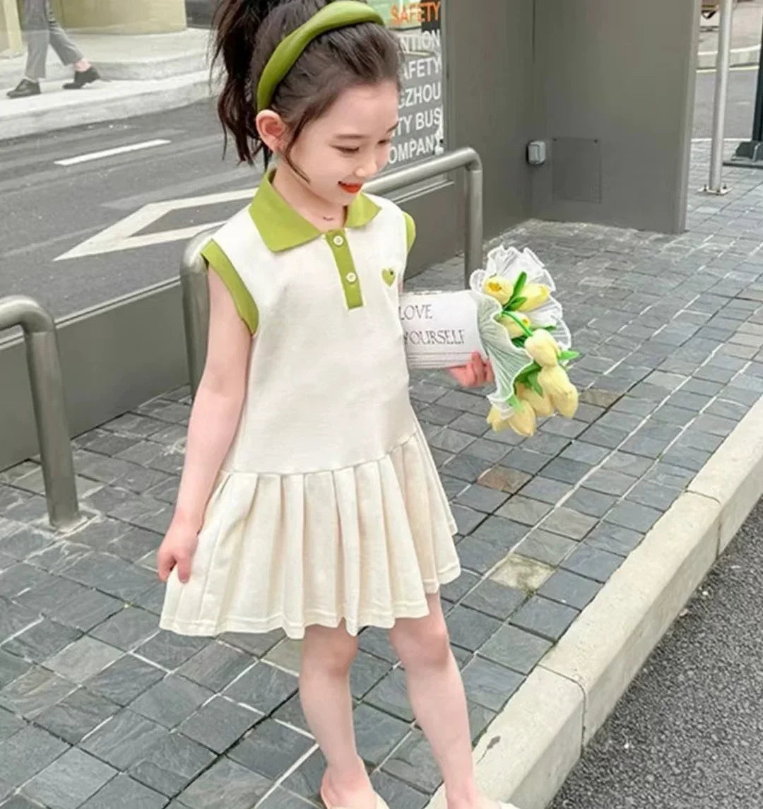 2025 Children Dress Spring Summer Turn-Down Collar Kids Clothes Fashion Toddler Baby Girls Clothing Summer Dress Girl Clothes
