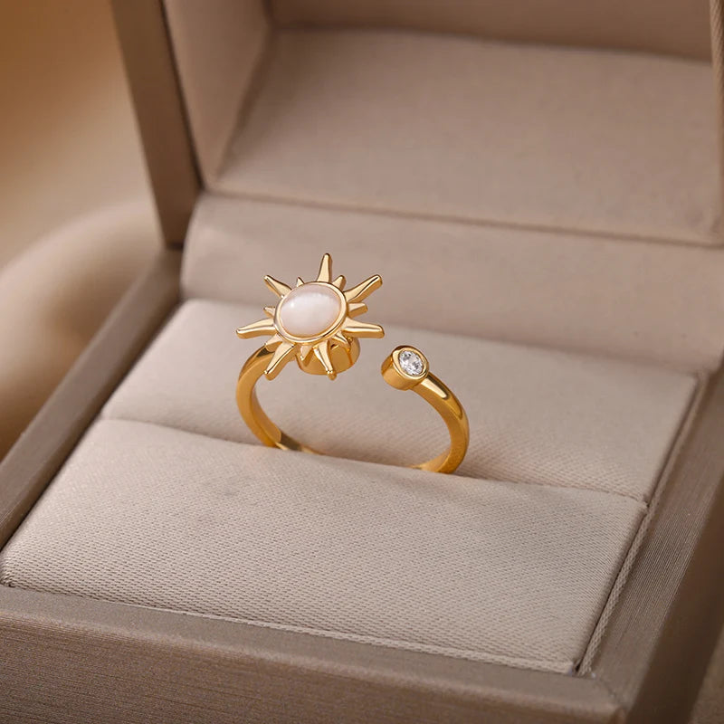Sun Opal Rotator Ring