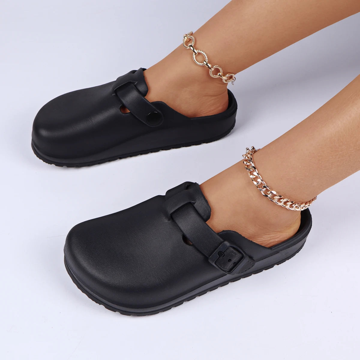 House slippers Adjustable Buckle EVA Women's Slippers Lightweight Closed Toe Indoor Slides Soft Sole Platform Sandals