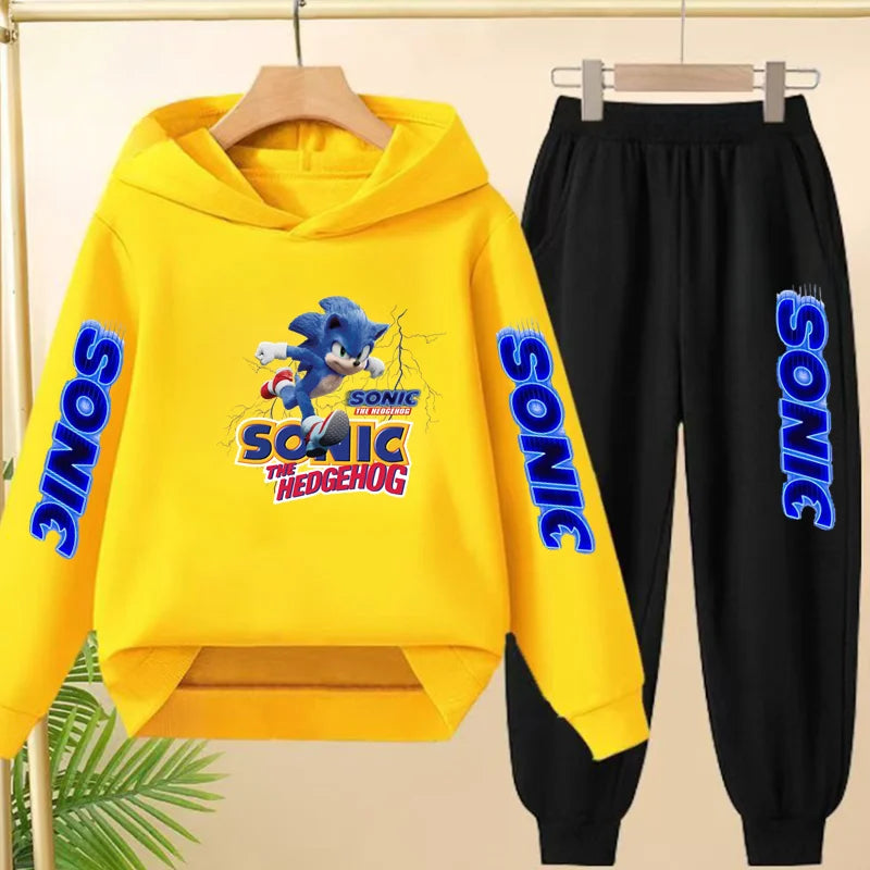 Kids 3-12Yrs Autumn Hoodie Anime Products Clothing Sports Pullover Sweatshirt+Pants Two-Piece Set Boys Girls Toddler Leisure Set