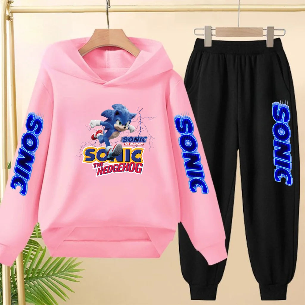 Kids 3-12Yrs Autumn Hoodie Anime Products Clothing Sports Pullover Sweatshirt+Pants Two-Piece Set Boys Girls Toddler Leisure Set