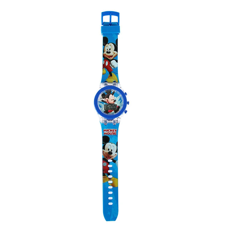 Cartoon unicorn Children Watches for kids Collection Digital Electronic Flash Glow Up Light Colourful mickey mouse Girls Clock