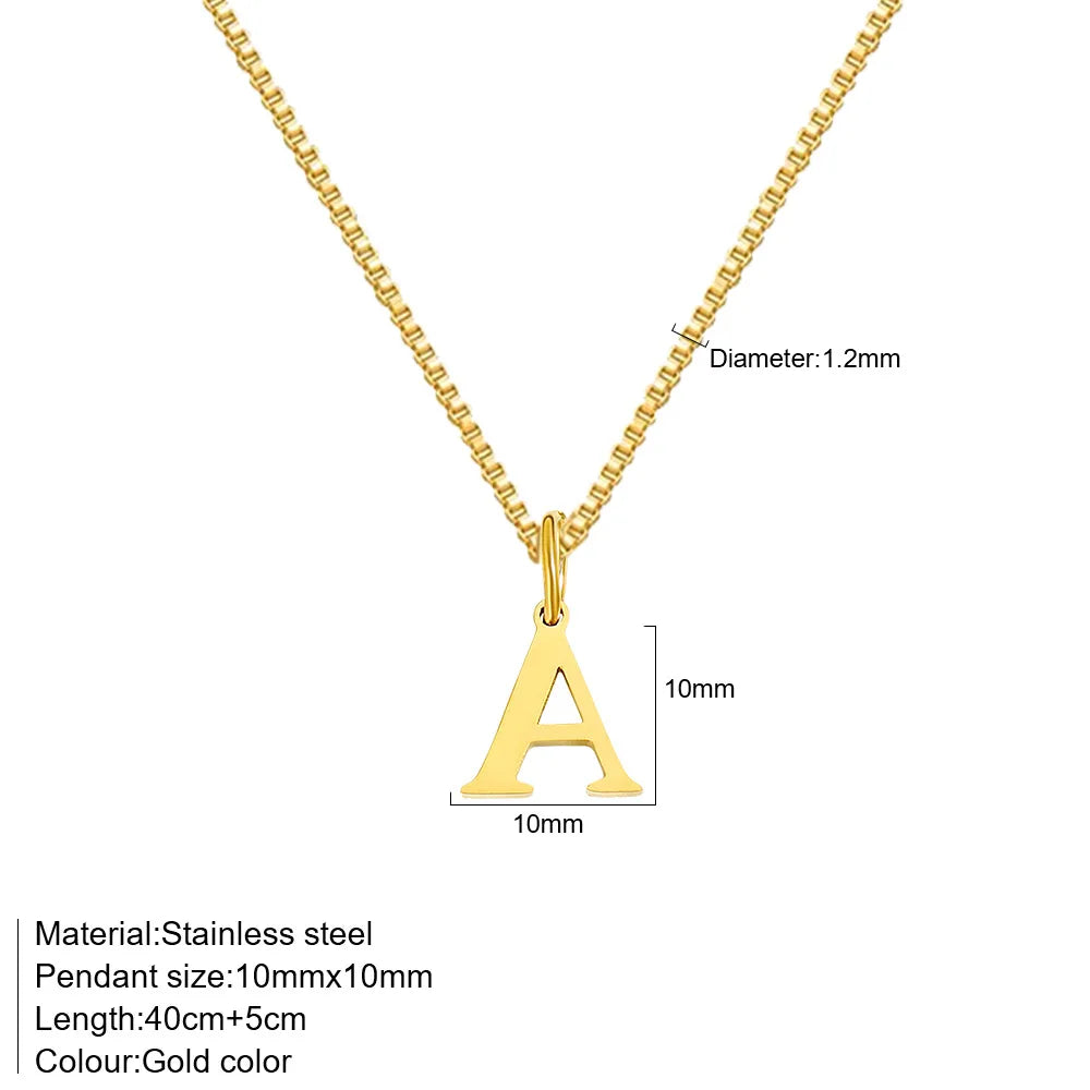 A-Z Initial Necklace for Women18K Gold Plated Necklace Cute Letter Stainless Steel .