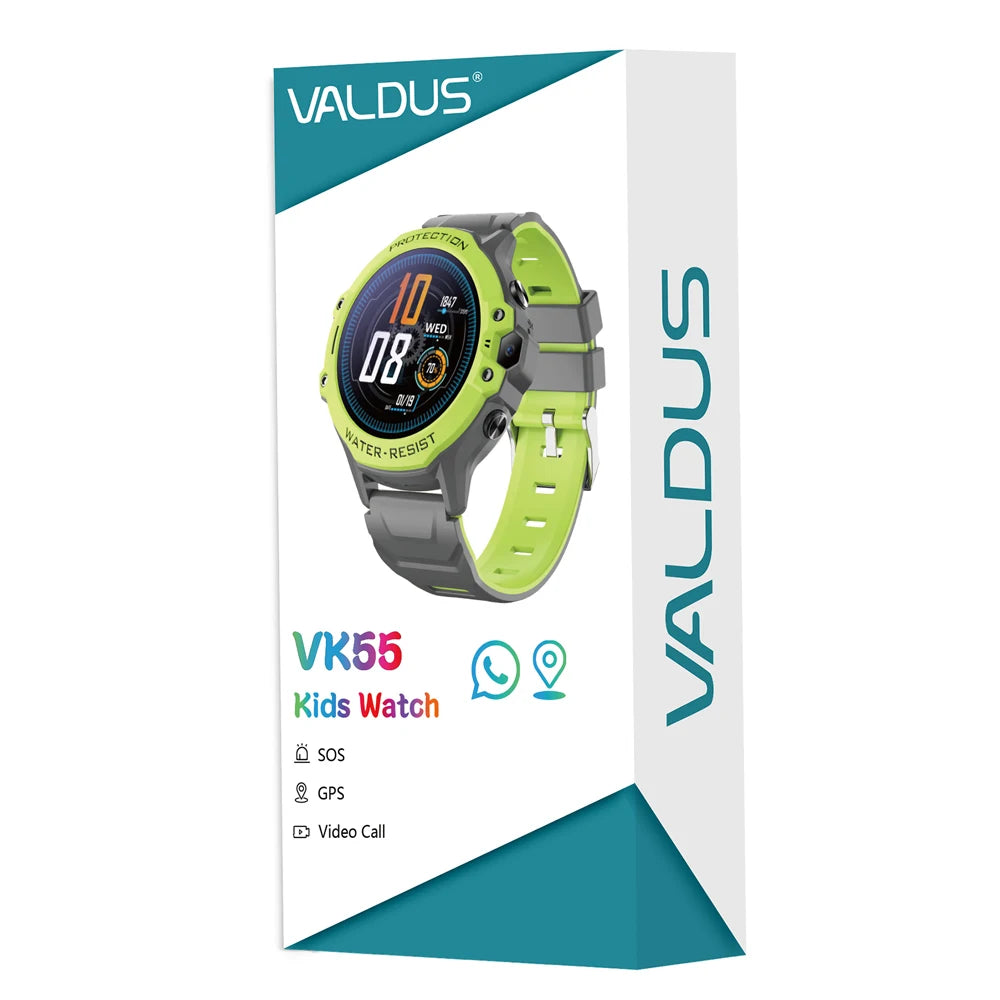 VALDUS 2025 New VK55 Kids Watch GPS SOS Call With 0.3 Mpix Camera 4G SIM Card Children Waterproof Smartwatch For Boys Grils Gift