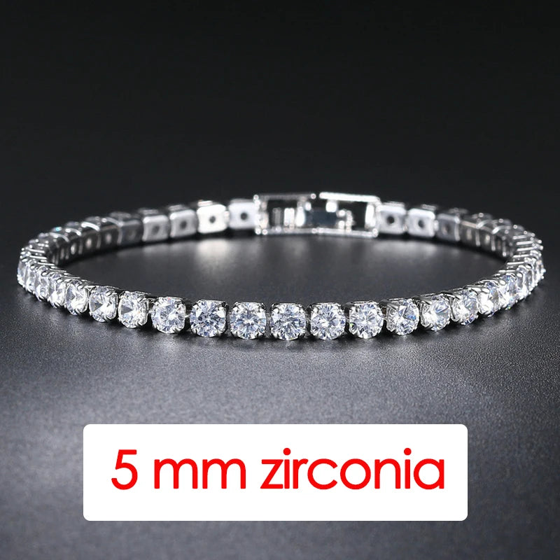 Hiphop Tennis Bracelet Homme Iced Out 3/4/5mm Cubic Zirconia Mens Crystal Chain