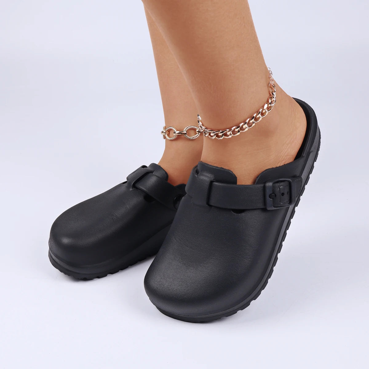 House slippers Adjustable Buckle EVA Women's Slippers Lightweight Closed Toe Indoor Slides Soft Sole Platform Sandals