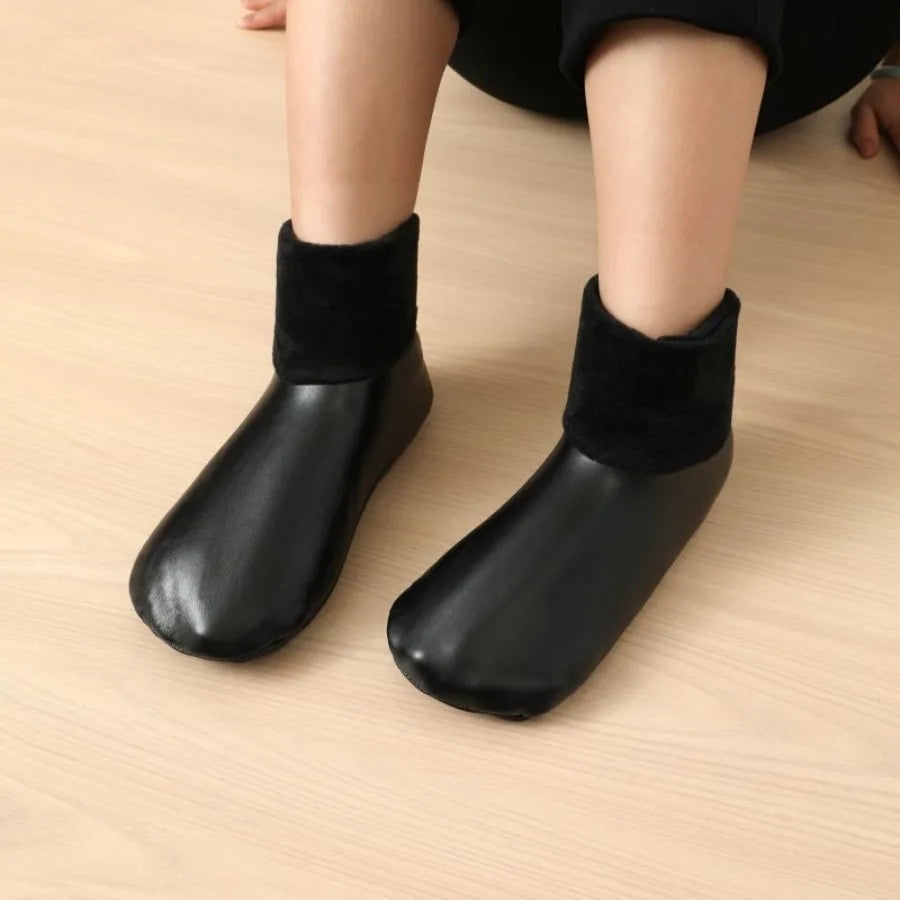 1 Pair of Medium Tube Thick Warm Socks for Men and Women, High Tube Indoor Leather Socks, Waterproof Floor Socks