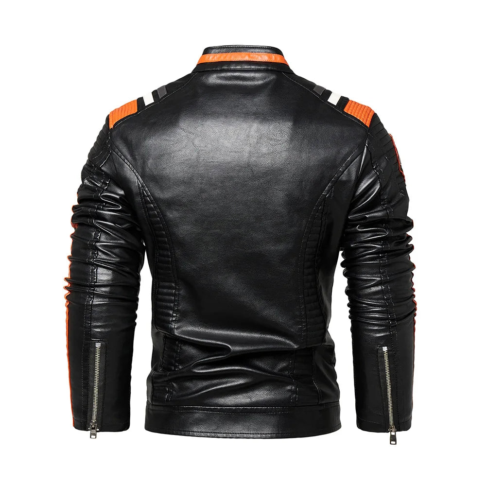 Men's Faux Leather Jacket Motorcycle Jacket Waterproof Windproof PU Moto Vintage Bomber