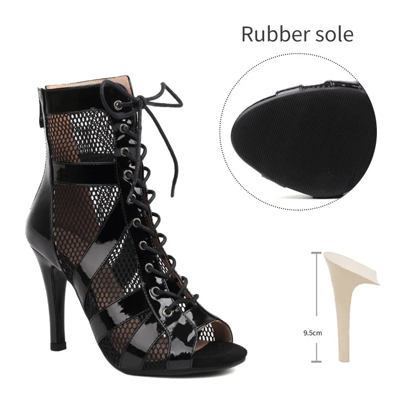 Girls Latin Dance Shoes Women Modern Dance Salsa High-Top Sandals Dance Hall Shoes Ladies Fashion Sexy High-Heeled Suede Boots
