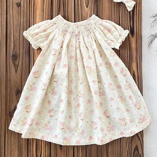 2025 New Summer Sister Clothing 1-6Yrs Kids Princess Dresses Short Sleeved Cotton Print Baby Girl Birthday Party Wedding Dress