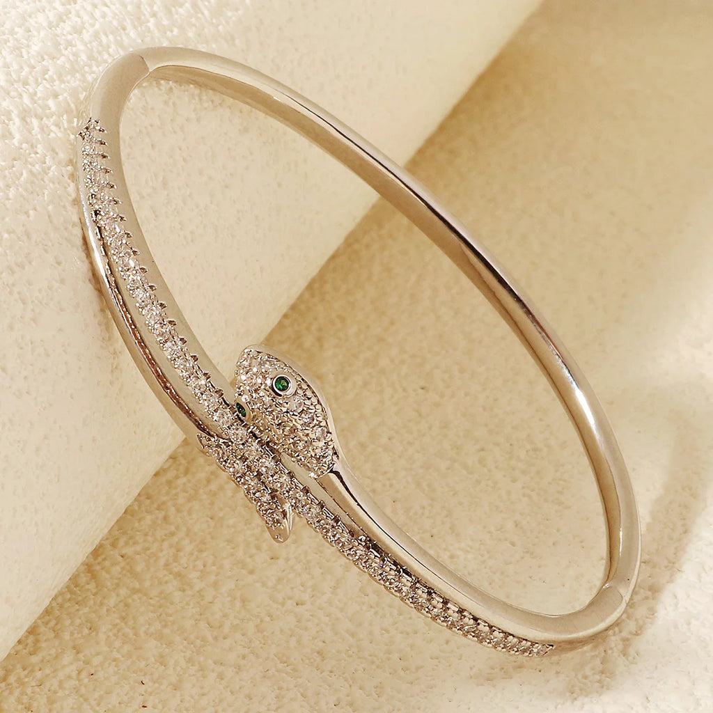 Miallo Trendy Copper Zircon Snake Bracelet 18K Gold Plated Crystal Animal Open Bangle Fashion Wedding Party Jewelry Accessories