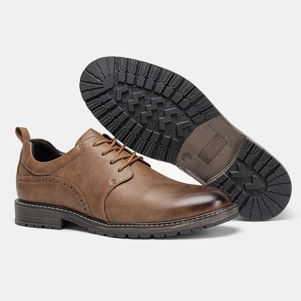 Men Casual Shoes Fashion Brand Comfortable 2025 Leather Shoes#KD826