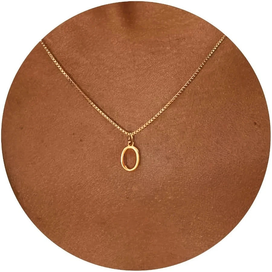 A-Z Initial Necklace for Women18K Gold Plated Necklace Cute Letter Stainless Steel .