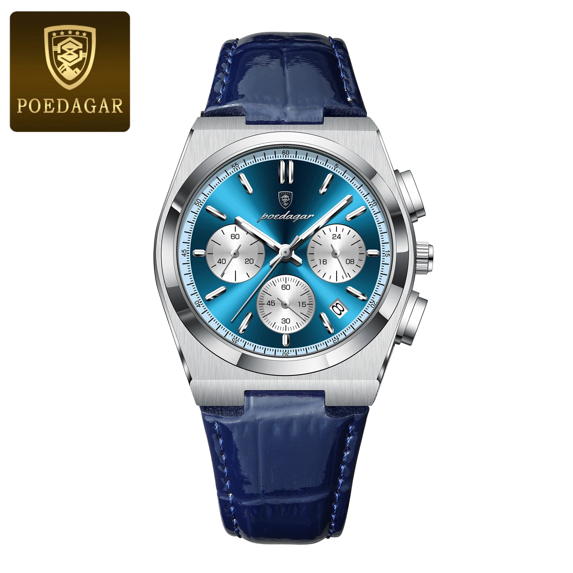 POEDAGAR Top Fashion Male Watch Waterproof Luminous Chronograph Date Quartz Men Wristwatch Leather Luxury Military Men's Watches