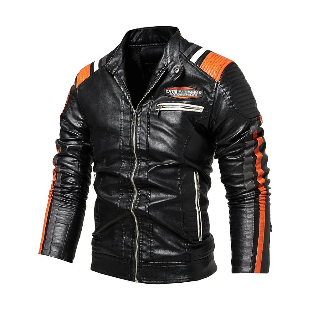 Men's Faux Leather Jacket Motorcycle Jacket Waterproof Windproof PU Moto Vintage Bomber