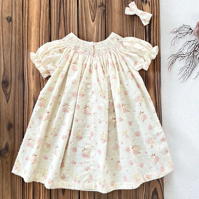 2025 New Summer Sister Clothing 1-6Yrs Kids Princess Dresses Short Sleeved Cotton Print Baby Girl Birthday Party Wedding Dress