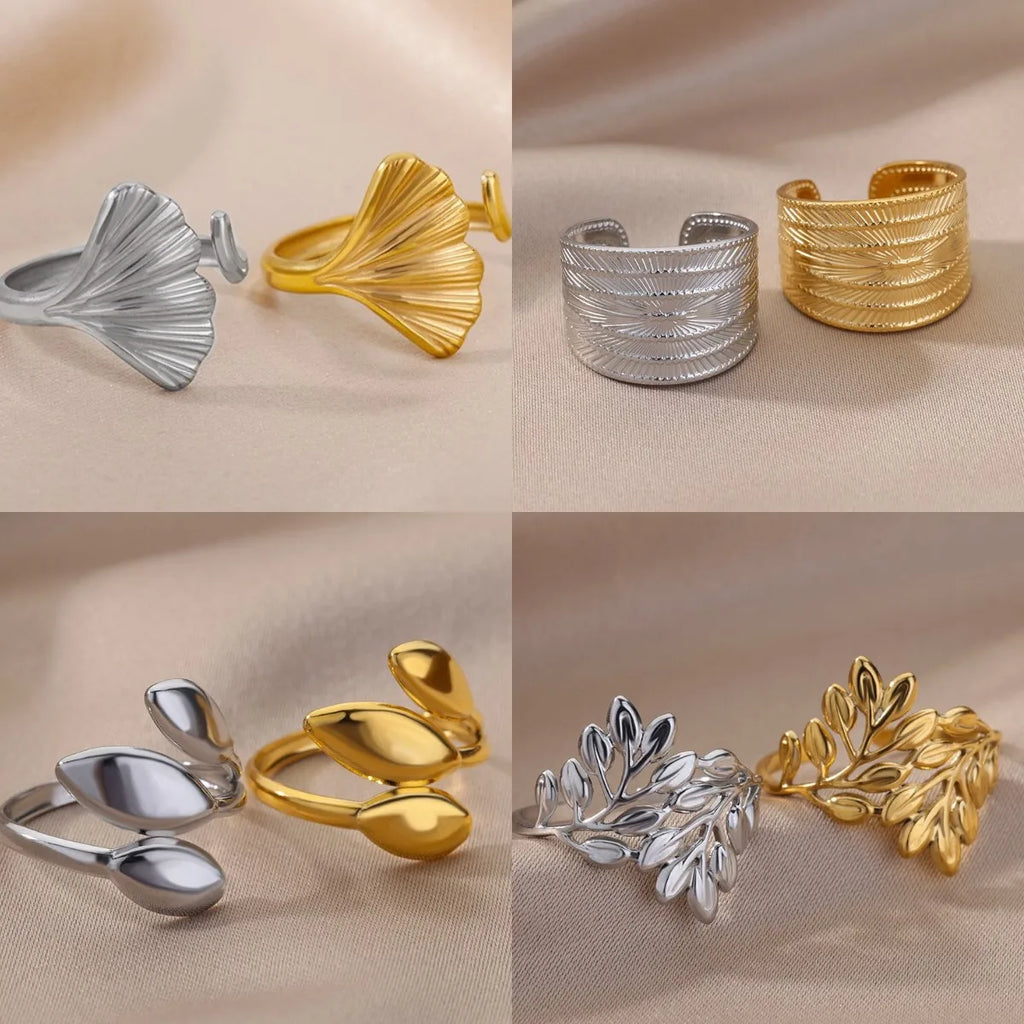 40 Style Rings for Women Stainless Steel Rings Classic Gold Color