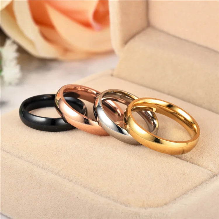 Simple 6mm Titanium Ring Women Men Prevent Allergy