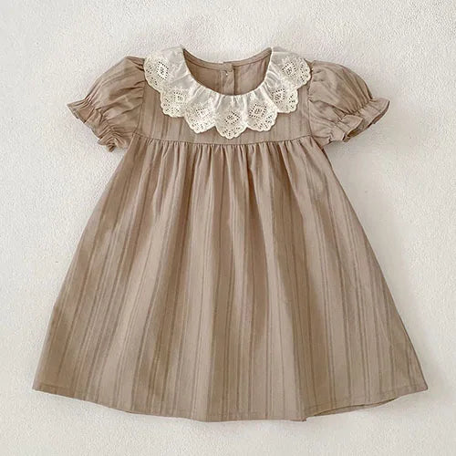 2025 New Summer Sister Clothing 1-6Yrs Kids Princess Dresses Short Sleeved Cotton Print Baby Girl Birthday Party Wedding Dress