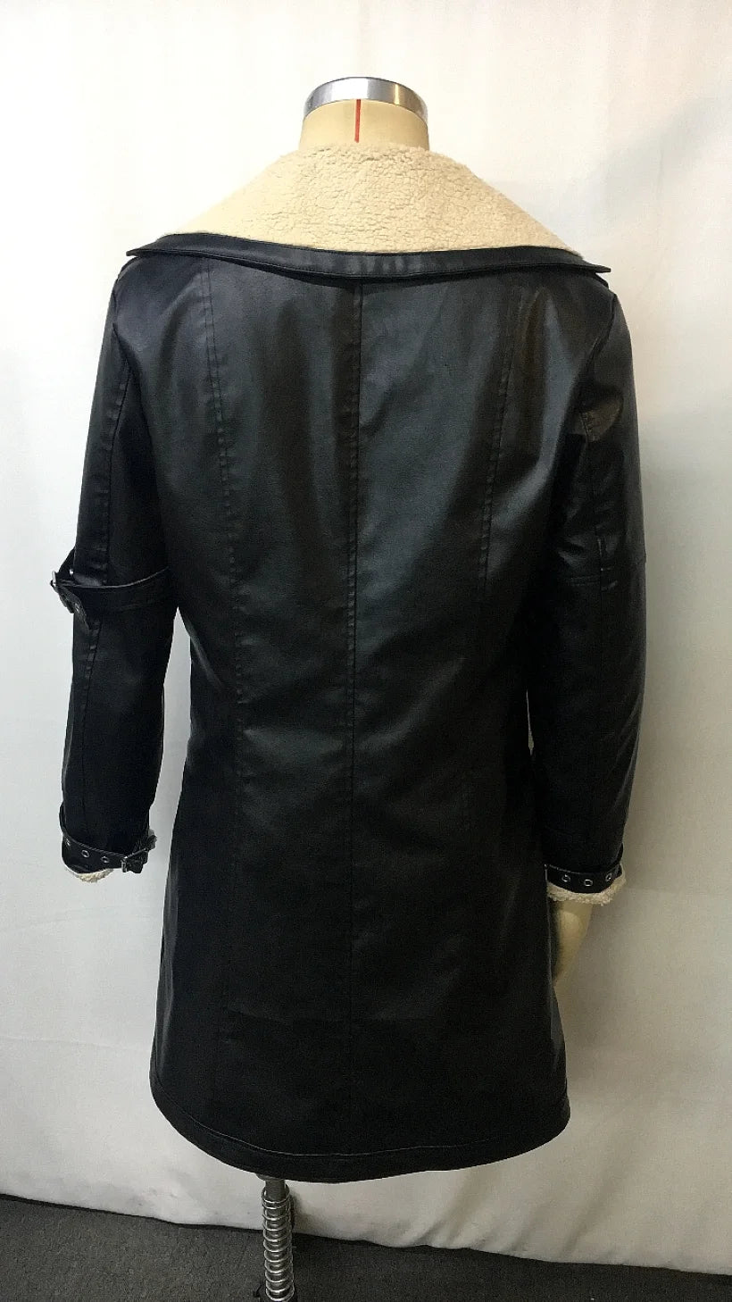 2025 New Men's Training Warm PU Leather Long Coat, Winter Windproof Stand Collar Zip Up Jacket, Male Fitness Running Gym Workout